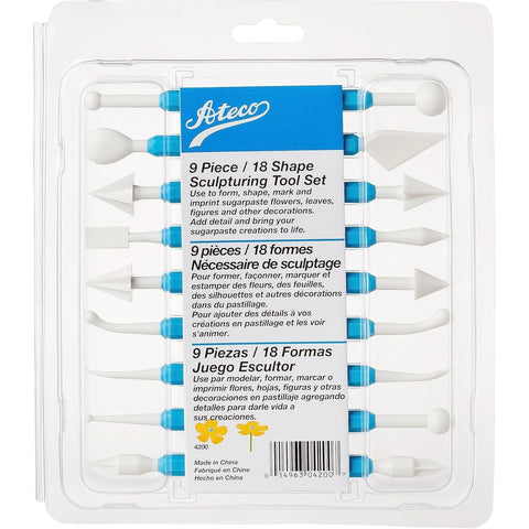 Ateco 4200 9-Piece / 18 Shape Sculpturing Tool Set for Sugar Paste and Fondant