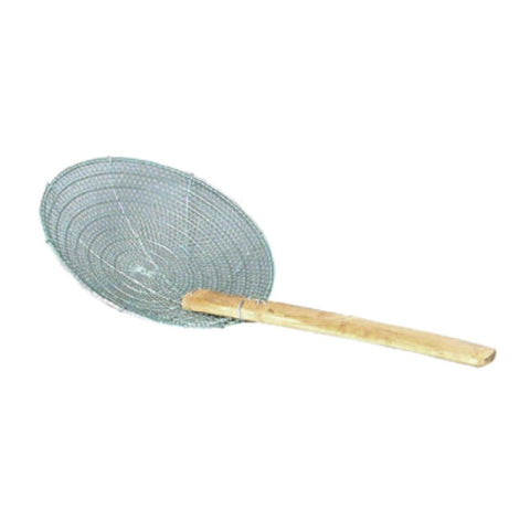 Town Equipment 42534 14" Galvanized Fine Mesh Skimmer with 14-1/2" Bamboo Handle
