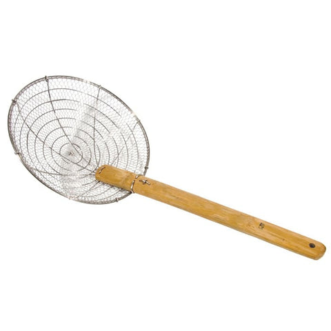 Town Food Service 42622 12" Galvanized Coarse Mesh Skimmer with Bamboo Handle