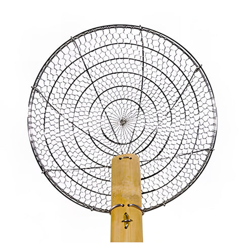 Town Equipment 42624 14" Galvanized Coarse Mesh Skimmer with Bamboo Handle