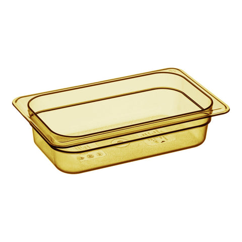 Cambro 42HP150 H-Pan 1/4 Size Amber High Heat Plastic Food Pan, 2 1/2" Deep