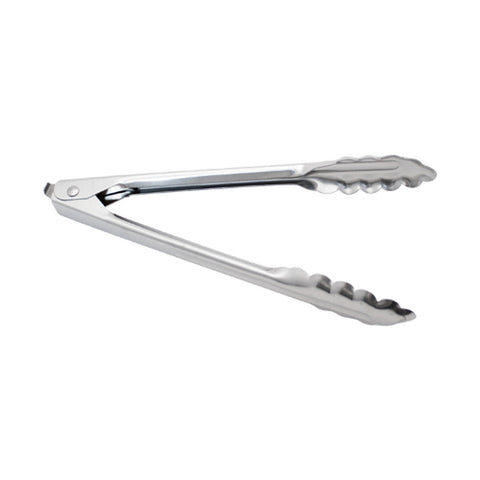 Edlund 4409HDL/72 9" Heavy-Duty Scalloped Stainless Steel Tong with Lock - 72 Pack