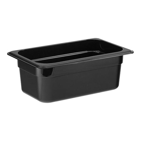 Cambro 44CW110 Camwear 1/4 Size Black Polycarbonate Food Pan, 4" Deep