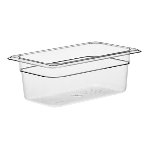 Cambro 44CW135 Camwear 1/4 Size Clear Polycarbonate Food Pan, 4" Deep