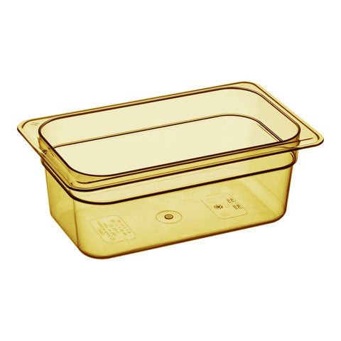 Cambro 44HP150 H-Pan 1/4 Size Amber High Heat Plastic Food Pan, 4 In Deep