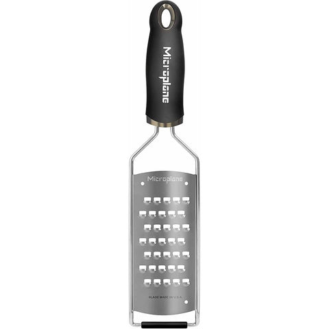 Microplane 45008 Gourmet Series Extra Coarse Grater with Soft Touch Handle, Black