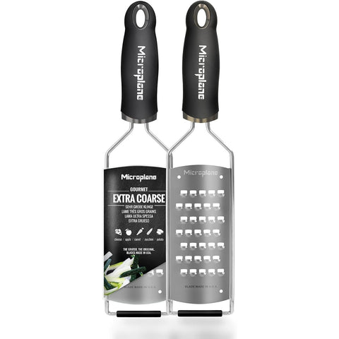 Microplane 45008 Gourmet Series Extra Coarse Grater with Soft Touch Handle, Black