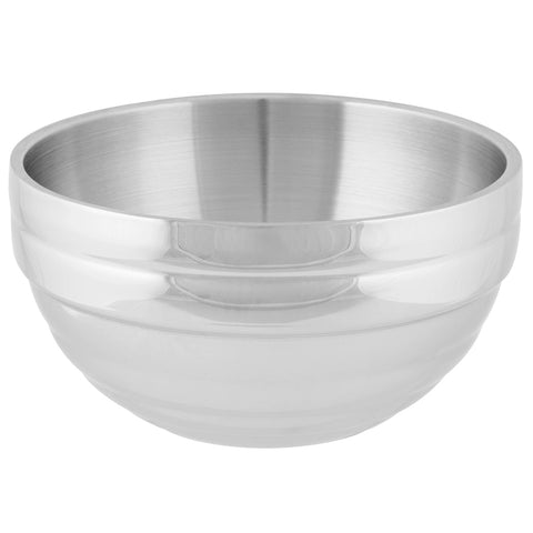 Vollrath 46591 3.4 Qt. Round Double-Wall Insulated Stainless Steel Serving Bowl with Beehive Pattern