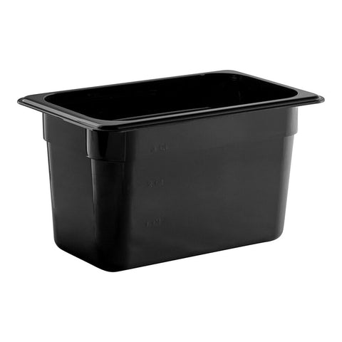 Cambro 46CW110 Camwear 1/4 Size Black Polycarbonate Food Pan, 6" Deep