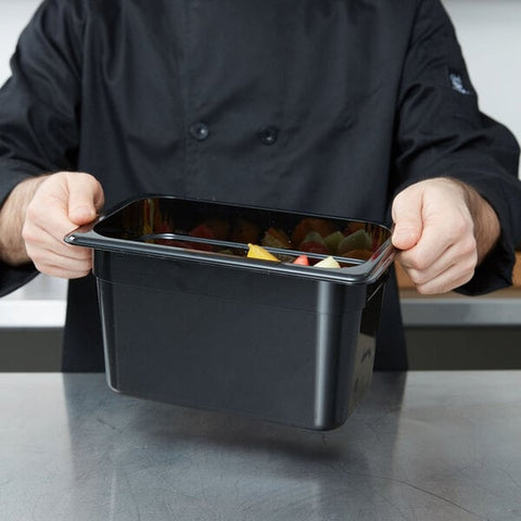 Cambro 46CW110 Camwear 1/4 Size Black Polycarbonate Food Pan, 6" Deep