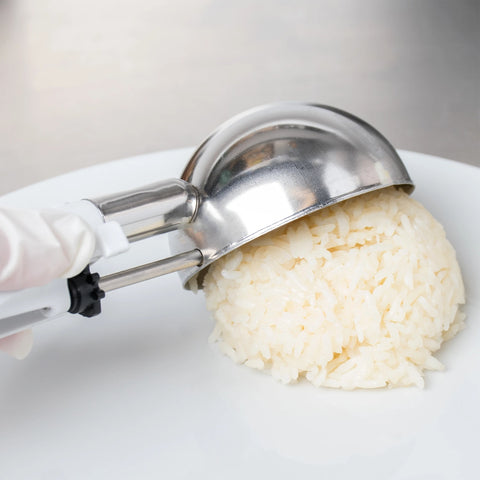 Vollrath 47390 Jacob's Pride #6 White Squeeze Handle Disher - 4.7 oz.
