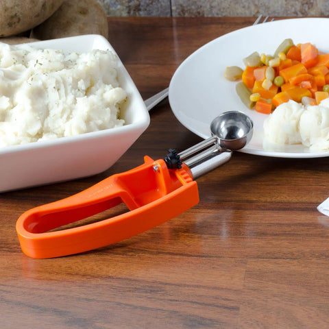 Vollrath 47404 Jacob's Pride #100 Orange Squeeze Handle Disher - 0.33 oz