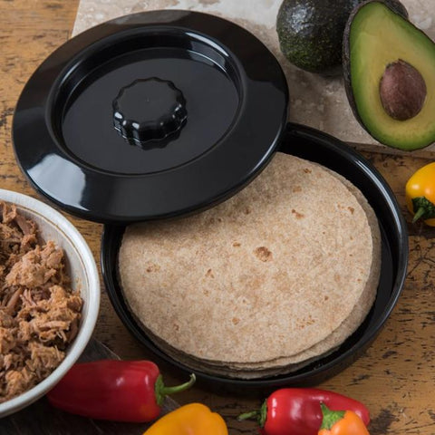 Carlisle FoodService Products 047503 Black Polypropylene Tortilla Server with Lid, 7-1/4"