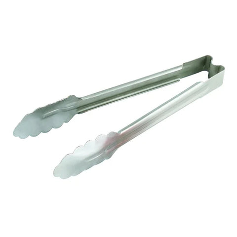 Vollrath 4781210 12-Inch Heavy-Duty One-Piece Stainless Steel Scalloped Utility Tongs