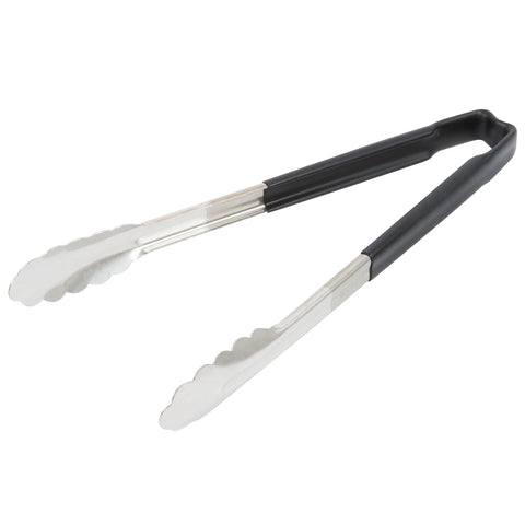 Vollrath 4781220 12-Inch Stainless Steel One-Piece Scalloped Tongs with Black Kool-Touch Handle