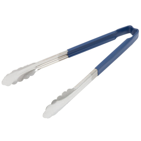 Vollrath 4781230 12-Inch One-Piece Scalloped Utility Tongs with Blue Kool-Touch Handle