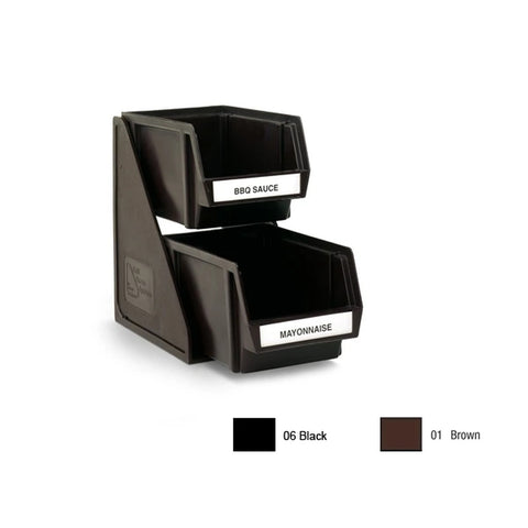 Vollrath 4840-06 Two-Tier Self-Serve Condiment Bin Stand Set with 8-Inch Bins, Black