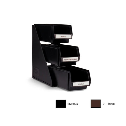 Vollrath 4843-01 Three-Tier Self-Serve Condiment Bin Stand Set with 11-1/4" Bins - Brown