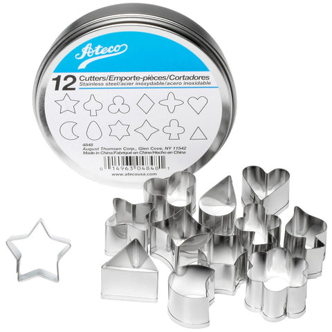 Ateco 4848 12-Piece Stainless Steel 1" Aspic/Jelly Cutter Set