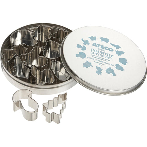 Ateco 4850 Plain Edge Country Life Cookie Cutter Set, Stainless Steel, 12 Piece