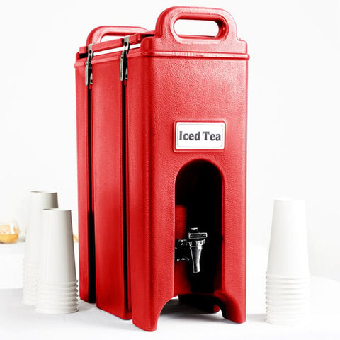 Cambro 500LCD158 Camtainer 4.75 Gallon Hot Red Insulated Beverage Dispenser