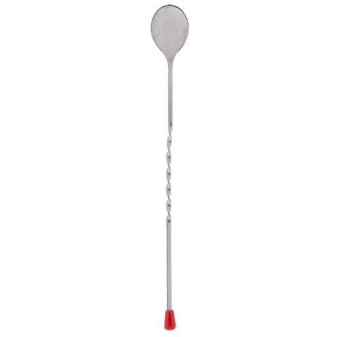 Tablecraft 502K 12-Inch Stainless Steel Twisted Bar Spoon with Red Knob