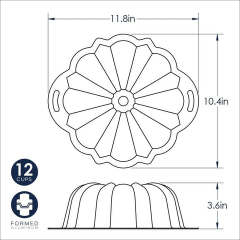 Nordic Ware 50342 ProForm Anniversary Bundt Pan with Handles, 12 Cup