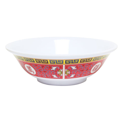 Thunder Group 5070TR 36 oz Round Rimless Melamine Bowl, Red/White Longevity Series
