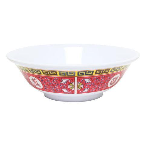 Thunder Group 5070TR 36 oz Round Rimless Melamine Bowl, Red/White Longevity Series