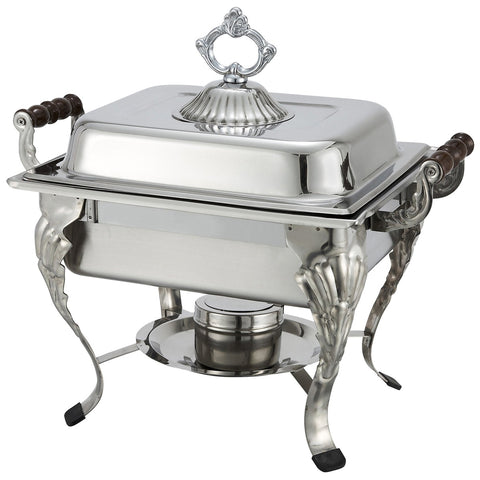 Winco 508 Crown Collection 4-Quart Half-Size Chafer with Lift-Off Lid