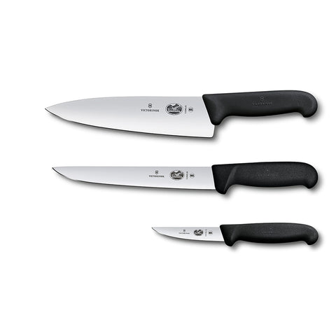 Victorinox 5.1053.3-X3 3-Piece Fibrox Pro Chef's Knife Set with Black Handles