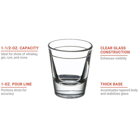 Libbey 5120/A0007 1.5 oz Whiskey Shot Glass with 1 oz Pour Line