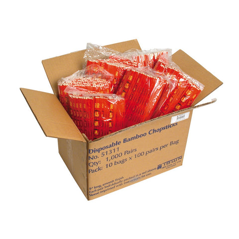 Town Equipment 51311/PK Individually Wrapped Bamboo Chopsticks, 9-3/4\" 100 Pairs per Bag