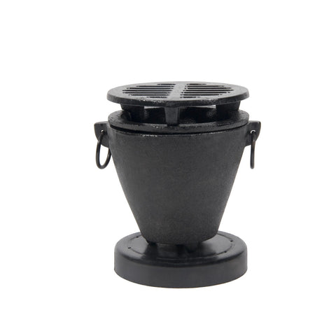 Town 51355 Black Cast Iron Hibachi Stove Set with Grill and Fuel Holder