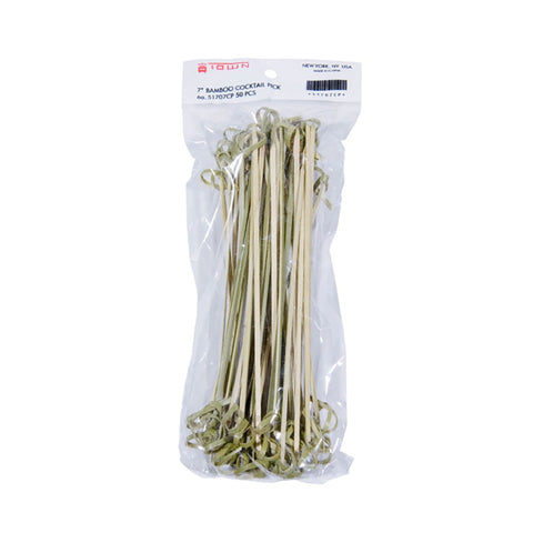 Town 51707CP 7" Bamboo Knot Cocktail and Food Pick, 50 Per Pack