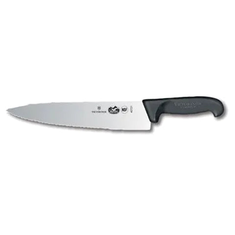 Victorinox 5.2033.25B - 10" Wavy/Straight Edge Chef's Knife with Black Fibrox Pro Handle, NSF