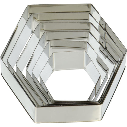 Ateco 5251 Plain Hexagon Cookie Cutter Set, 6 Piece Graduated Stainless Steel