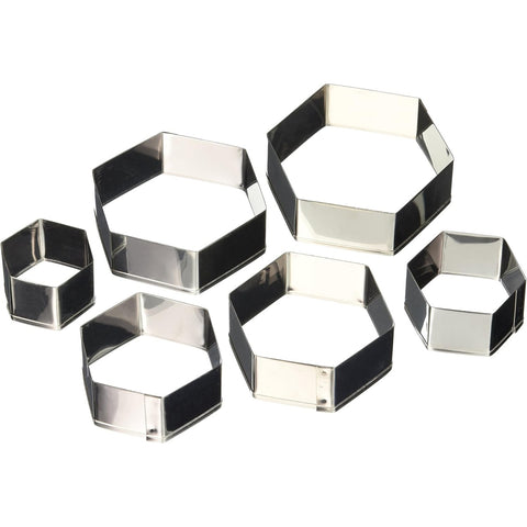 Ateco 5251 Plain Hexagon Cookie Cutter Set, 6 Piece Graduated Stainless Steel