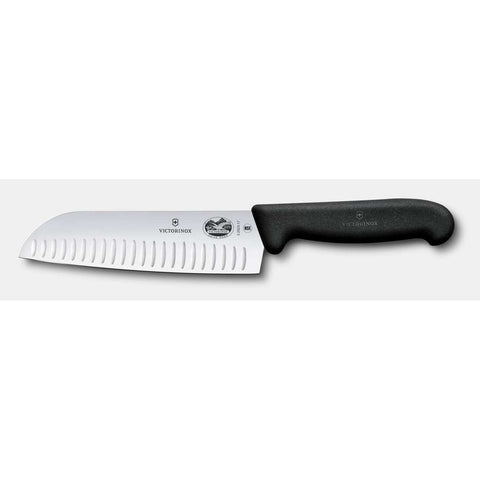 Victorinox 5.2523.17B Fibrox Santoku Knife 7" Granton Blade with Black Handle