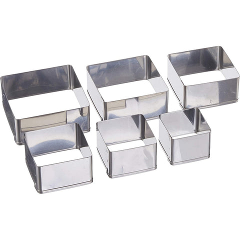 Ateco 5253 Plain Edge Square Cookie Cutter Set, Stainless Steel, 6 Pc