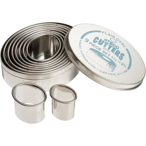 Ateco 5254 Plain Oval 9-Piece Stainless Steel Cookie and Pastry Cutter Set