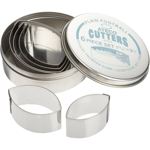 Ateco 5255 Plain Football Stainless Steel Cookie Cutter Set, 6-Piece