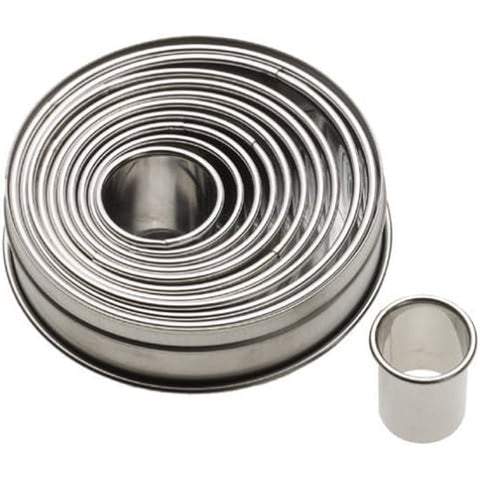 Ateco 5357 Plain Edge Round Cutter Set, 11-Piece Stainless Steel