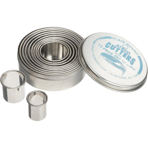Ateco 5357 Plain Edge Round Cutter Set, 11-Piece Stainless Steel
