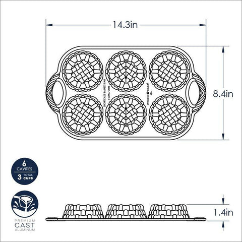 Nordic Ware 54348 Shortcake Baskets Pan - 6-Cavity Cast Aluminum Cakelet Pan