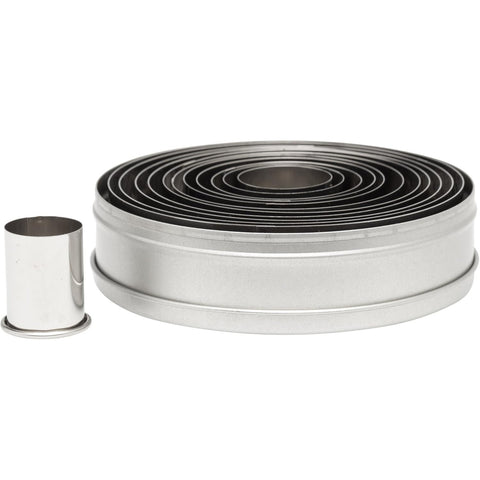 Ateco 5457 Plain Edge Round Stainless Steel Cutter Set, 12-Piece