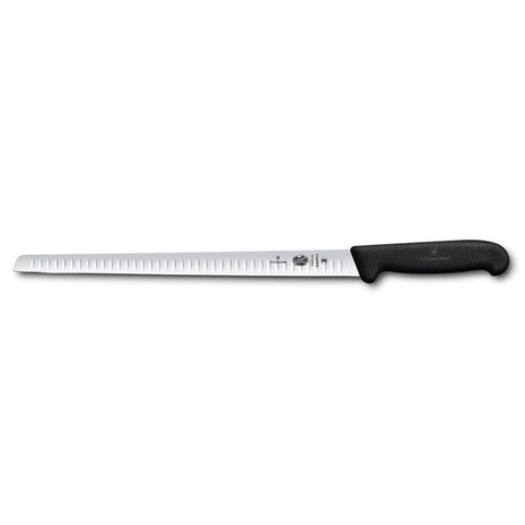 Victorinox 5.4623.30 12" Granton Edge Salmon Slicer Knife with Black Fibrox Pro Handle