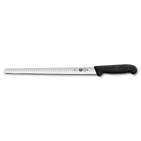 Victorinox 5.4623.30 12" Granton Edge Salmon Slicer Knife with Black Fibrox Pro Handle