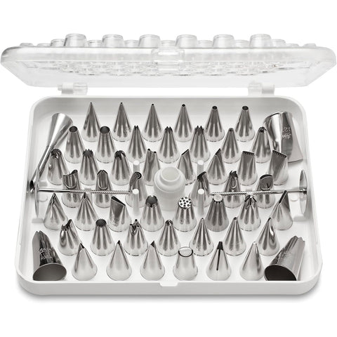 Ateco 783 55-Piece Cake Decorating Tube Set with Stainless Steel Tips, Coupler, and Flower Nails