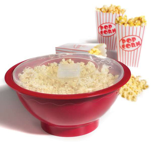 Norpro 562 Microwave Popcorn Popper, 10-Cup Red Bowl with Clear Vented Lid